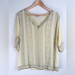 Calypso St. Barth Bixi Beaded Embellished Short Sleeve Blouse Size Small Elegant